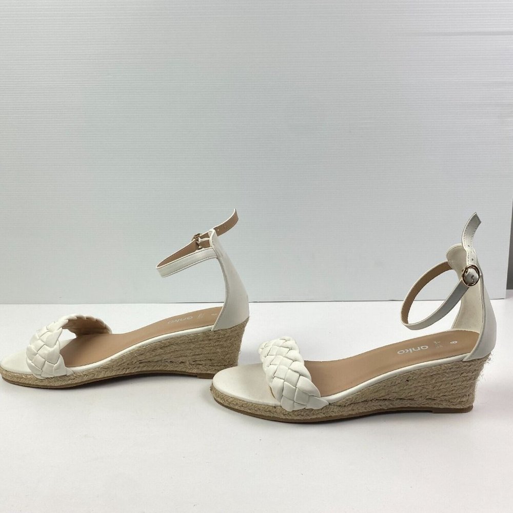 BNWOT Anko Wedges Size 8 White Braided 7cm high Strappy - Picture 7 of 10